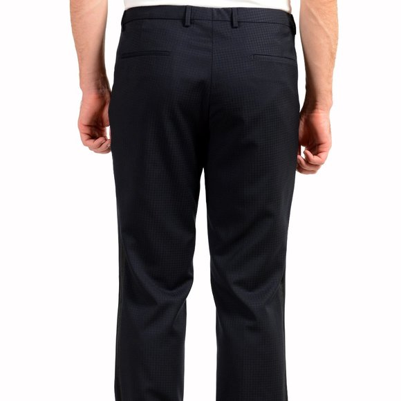 Hugo Boss Men's "Arti/Hesten201E1" Blue Plaid 100% Wool Flat Front Dress Pants - Picture 3 of 5